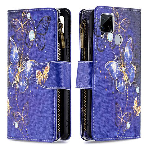 Coque Portefeuille Motif Fantaisie Livre Cuir Etui Clapet B04F pour Realme Narzo 20 Bleu Royal