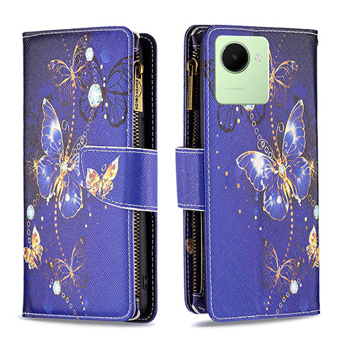 Coque Portefeuille Motif Fantaisie Livre Cuir Etui Clapet B04F pour Realme Narzo 50i Prime Bleu Royal