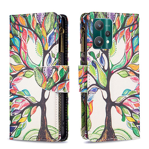 Coque Portefeuille Motif Fantaisie Livre Cuir Etui Clapet B04F pour Realme V25 5G Vert