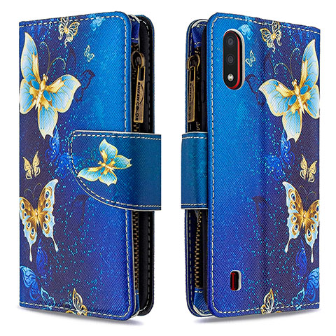 Coque Portefeuille Motif Fantaisie Livre Cuir Etui Clapet B04F pour Samsung Galaxy A01 SM-A015 Bleu