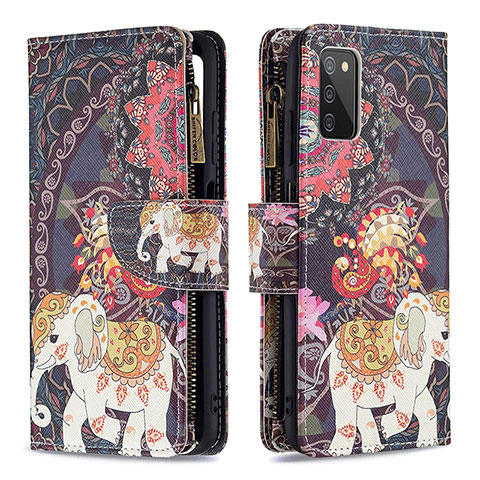 Coque Portefeuille Motif Fantaisie Livre Cuir Etui Clapet B04F pour Samsung Galaxy A02s Marron