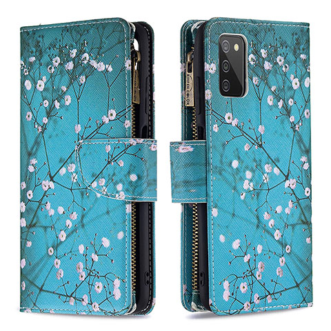 Coque Portefeuille Motif Fantaisie Livre Cuir Etui Clapet B04F pour Samsung Galaxy A03s Cyan