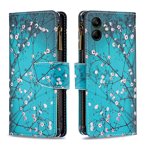 Coque Portefeuille Motif Fantaisie Livre Cuir Etui Clapet B04F pour Samsung Galaxy A04 4G Cyan