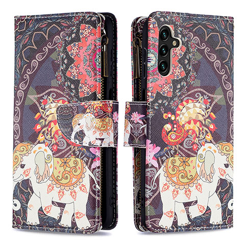 Coque Portefeuille Motif Fantaisie Livre Cuir Etui Clapet B04F pour Samsung Galaxy A04s Marron