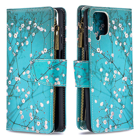 Coque Portefeuille Motif Fantaisie Livre Cuir Etui Clapet B04F pour Samsung Galaxy A12 5G Cyan