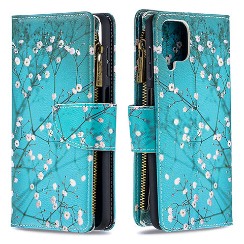 Coque Portefeuille Motif Fantaisie Livre Cuir Etui Clapet B04F pour Samsung Galaxy A12 Nacho Cyan