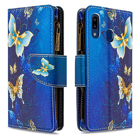 Coque Portefeuille Motif Fantaisie Livre Cuir Etui Clapet B04F pour Samsung Galaxy A20e Bleu