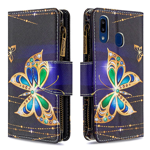 Coque Portefeuille Motif Fantaisie Livre Cuir Etui Clapet B04F pour Samsung Galaxy A20e Noir