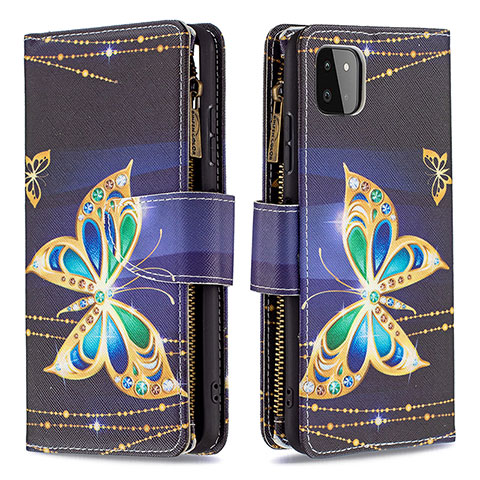 Coque Portefeuille Motif Fantaisie Livre Cuir Etui Clapet B04F pour Samsung Galaxy A22 5G Noir