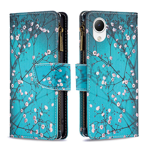 Coque Portefeuille Motif Fantaisie Livre Cuir Etui Clapet B04F pour Samsung Galaxy A23s Cyan