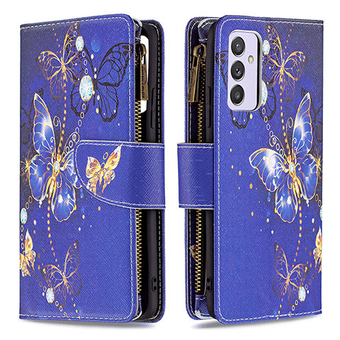 Coque Portefeuille Motif Fantaisie Livre Cuir Etui Clapet B04F pour Samsung Galaxy A34 5G Bleu Royal