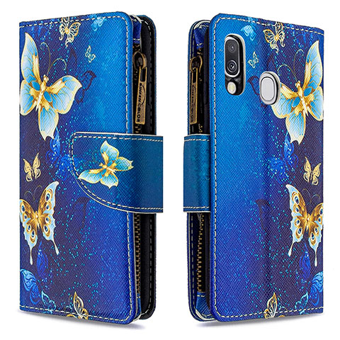 Coque Portefeuille Motif Fantaisie Livre Cuir Etui Clapet B04F pour Samsung Galaxy A40 Bleu