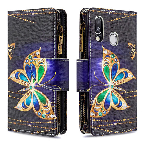 Coque Portefeuille Motif Fantaisie Livre Cuir Etui Clapet B04F pour Samsung Galaxy A40 Noir