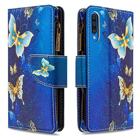 Coque Portefeuille Motif Fantaisie Livre Cuir Etui Clapet B04F pour Samsung Galaxy A50 Bleu