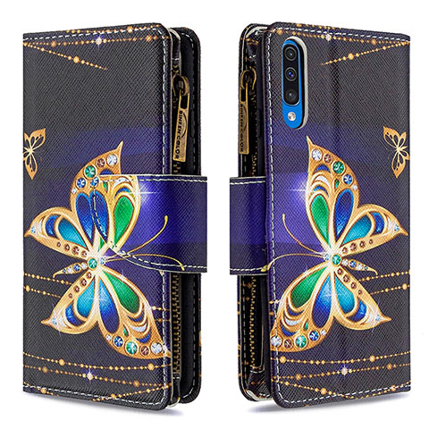 Coque Portefeuille Motif Fantaisie Livre Cuir Etui Clapet B04F pour Samsung Galaxy A50 Noir