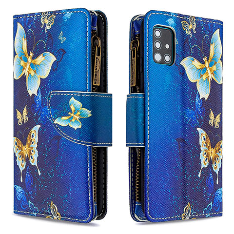 Coque Portefeuille Motif Fantaisie Livre Cuir Etui Clapet B04F pour Samsung Galaxy A51 4G Bleu