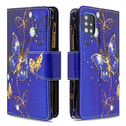 Coque Portefeuille Motif Fantaisie Livre Cuir Etui Clapet B04F pour Samsung Galaxy A51 4G Bleu Royal