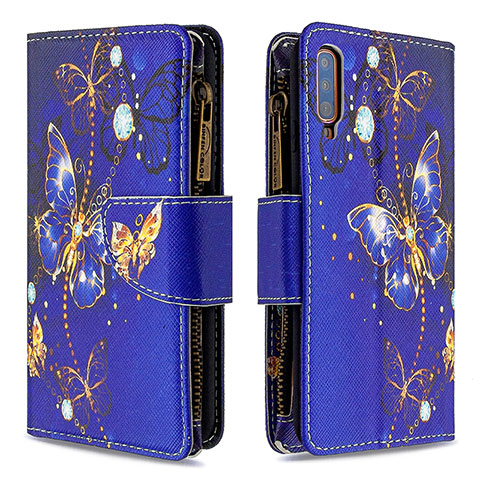 Coque Portefeuille Motif Fantaisie Livre Cuir Etui Clapet B04F pour Samsung Galaxy A70 Bleu Royal