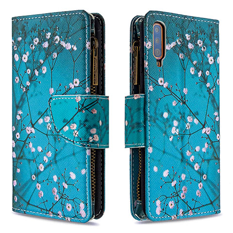 Coque Portefeuille Motif Fantaisie Livre Cuir Etui Clapet B04F pour Samsung Galaxy A70S Cyan