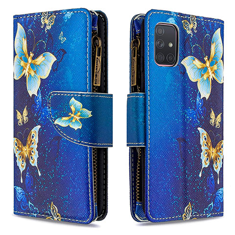 Coque Portefeuille Motif Fantaisie Livre Cuir Etui Clapet B04F pour Samsung Galaxy A71 4G A715 Bleu