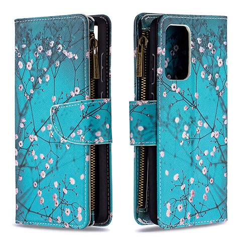 Coque Portefeuille Motif Fantaisie Livre Cuir Etui Clapet B04F pour Samsung Galaxy A72 4G Cyan