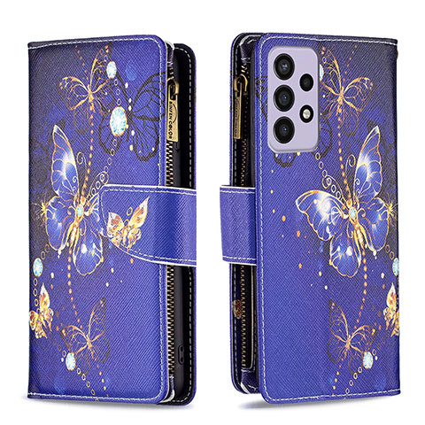 Coque Portefeuille Motif Fantaisie Livre Cuir Etui Clapet B04F pour Samsung Galaxy A73 5G Bleu Royal