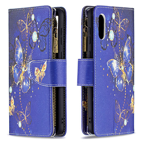 Coque Portefeuille Motif Fantaisie Livre Cuir Etui Clapet B04F pour Samsung Galaxy M02 Bleu Royal