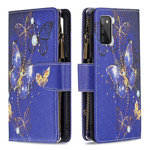 Coque Portefeuille Motif Fantaisie Livre Cuir Etui Clapet B04F pour Samsung Galaxy M02s Bleu Royal