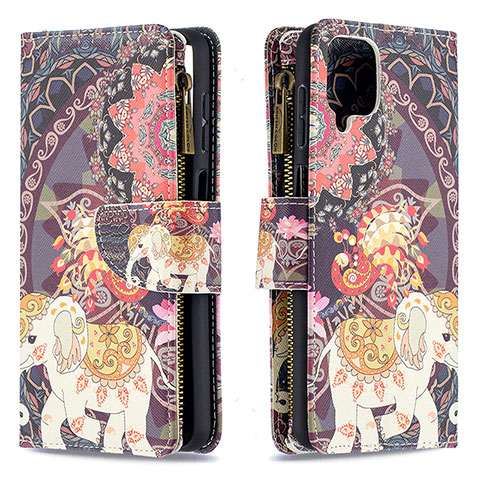 Coque Portefeuille Motif Fantaisie Livre Cuir Etui Clapet B04F pour Samsung Galaxy M12 Marron