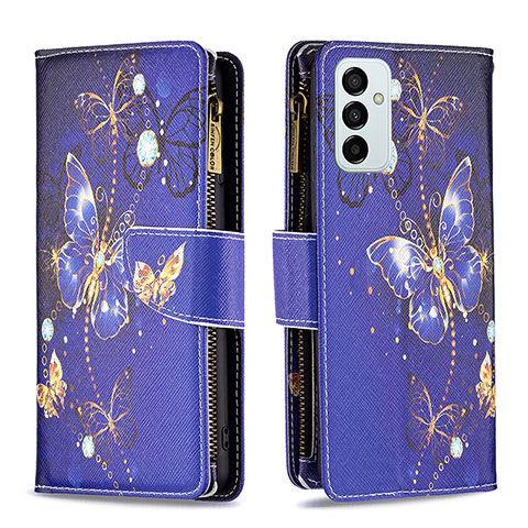 Coque Portefeuille Motif Fantaisie Livre Cuir Etui Clapet B04F pour Samsung Galaxy M23 5G Bleu Royal