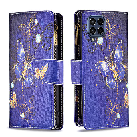 Coque Portefeuille Motif Fantaisie Livre Cuir Etui Clapet B04F pour Samsung Galaxy M53 5G Bleu Royal