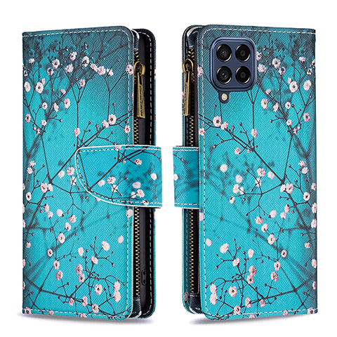 Coque Portefeuille Motif Fantaisie Livre Cuir Etui Clapet B04F pour Samsung Galaxy M53 5G Cyan