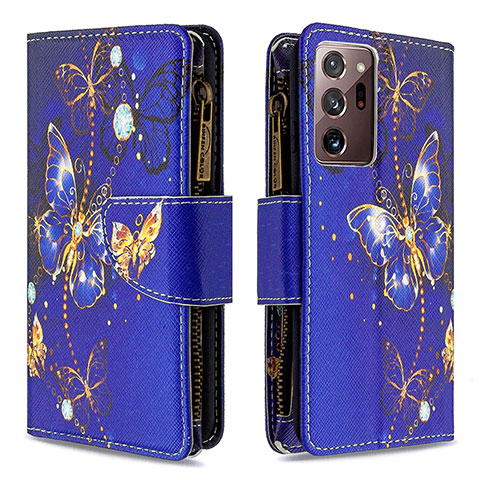 Coque Portefeuille Motif Fantaisie Livre Cuir Etui Clapet B04F pour Samsung Galaxy Note 20 Ultra 5G Bleu Royal