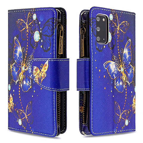 Coque Portefeuille Motif Fantaisie Livre Cuir Etui Clapet B04F pour Samsung Galaxy S20 5G Bleu Royal