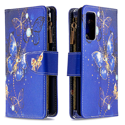 Coque Portefeuille Motif Fantaisie Livre Cuir Etui Clapet B04F pour Samsung Galaxy S20 FE (2022) 5G Bleu Royal