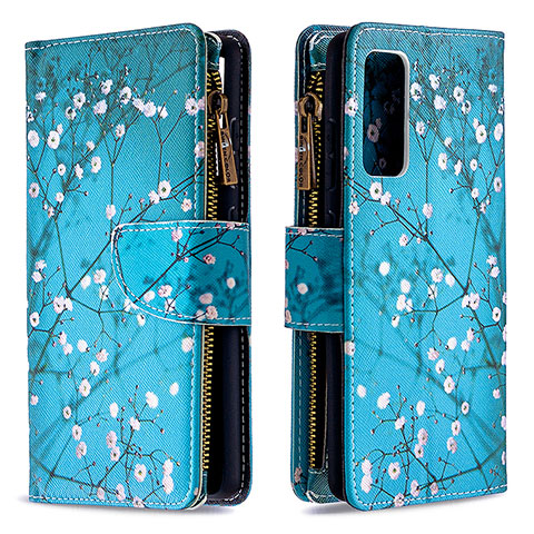 Coque Portefeuille Motif Fantaisie Livre Cuir Etui Clapet B04F pour Samsung Galaxy S20 FE (2022) 5G Cyan