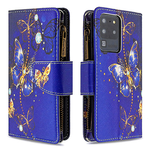 Coque Portefeuille Motif Fantaisie Livre Cuir Etui Clapet B04F pour Samsung Galaxy S20 Ultra 5G Bleu Royal