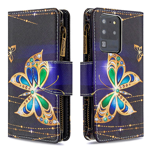 Coque Portefeuille Motif Fantaisie Livre Cuir Etui Clapet B04F pour Samsung Galaxy S20 Ultra 5G Noir