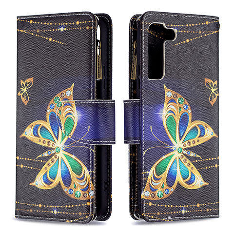 Coque Portefeuille Motif Fantaisie Livre Cuir Etui Clapet B04F pour Samsung Galaxy S21 FE 5G Noir