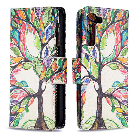 Coque Portefeuille Motif Fantaisie Livre Cuir Etui Clapet B04F pour Samsung Galaxy S21 Plus 5G Vert