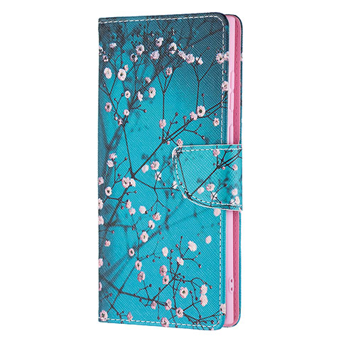 Coque Portefeuille Motif Fantaisie Livre Cuir Etui Clapet B04F pour Samsung Galaxy S21 Ultra 5G Bleu