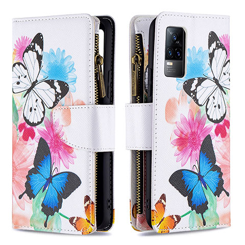 Coque Portefeuille Motif Fantaisie Livre Cuir Etui Clapet B04F pour Vivo V21e 4G Colorful