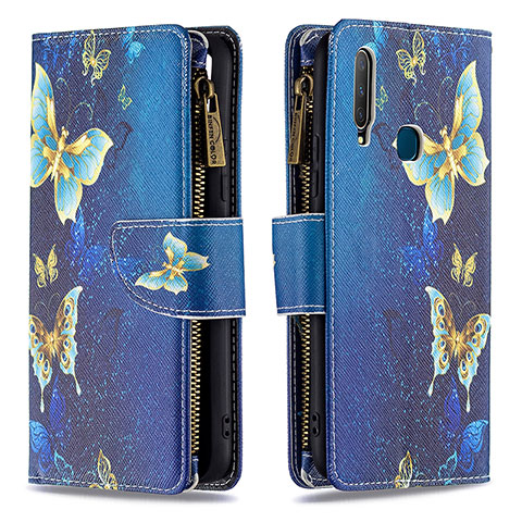 Coque Portefeuille Motif Fantaisie Livre Cuir Etui Clapet B04F pour Vivo Y12 Bleu