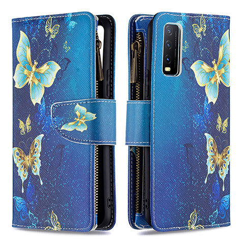 Coque Portefeuille Motif Fantaisie Livre Cuir Etui Clapet B04F pour Vivo Y12s Bleu