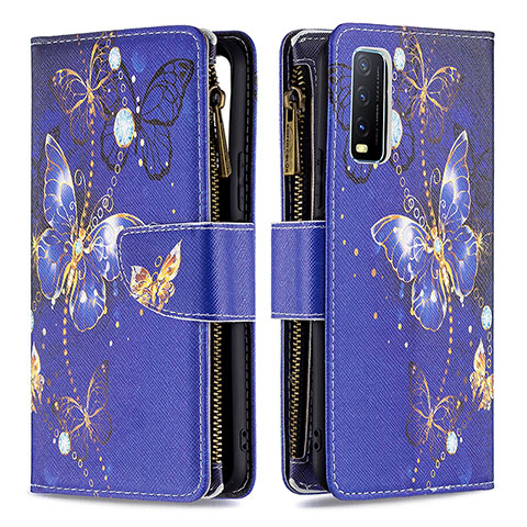 Coque Portefeuille Motif Fantaisie Livre Cuir Etui Clapet B04F pour Vivo Y20 (2021) Bleu Royal