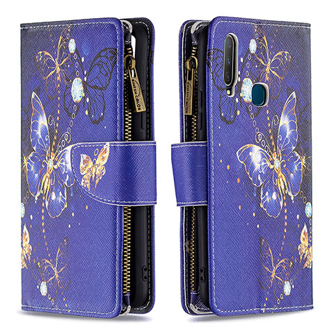 Coque Portefeuille Motif Fantaisie Livre Cuir Etui Clapet B04F pour Vivo Y3 Bleu Royal