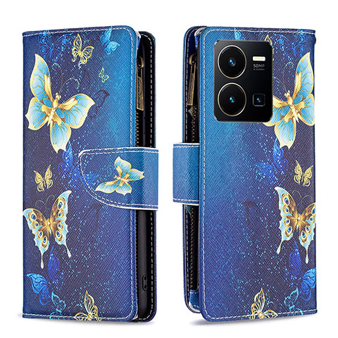 Coque Portefeuille Motif Fantaisie Livre Cuir Etui Clapet B04F pour Vivo Y35 4G Bleu