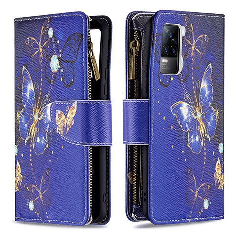 Coque Portefeuille Motif Fantaisie Livre Cuir Etui Clapet B04F pour Vivo Y73 (2021) Bleu Royal