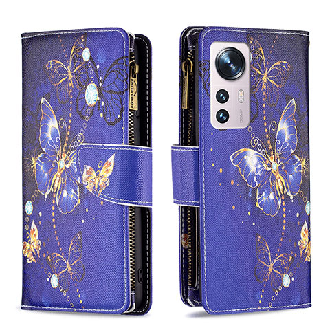 Coque Portefeuille Motif Fantaisie Livre Cuir Etui Clapet B04F pour Xiaomi Mi 12 Pro 5G Bleu Royal