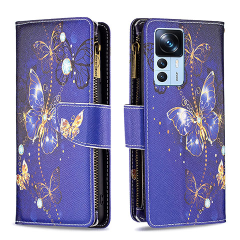 Coque Portefeuille Motif Fantaisie Livre Cuir Etui Clapet B04F pour Xiaomi Mi 12T 5G Bleu Royal